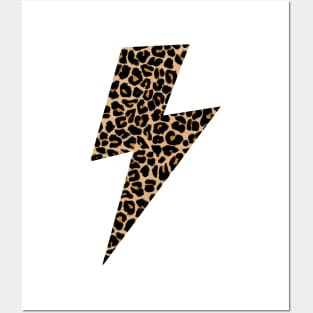 Preppy Leopard Print Lightning Bolt Posters and Art